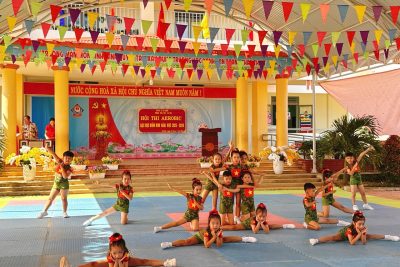 Bé tham gia hội thi aerobic cấp xã năm học 2025 – 2026